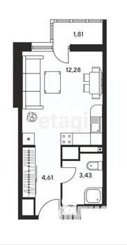 Студия квартира, вторичка, 23м2, 14/25 этаж