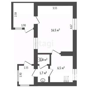 1-к квартира, вторичка, 26м2, 1/3 этаж