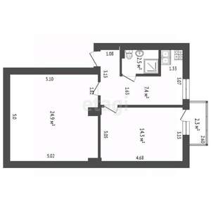 2-к квартира, вторичка, 53м2, 2/3 этаж