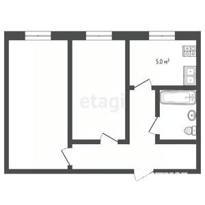 2-к квартира, вторичка, 46м2, 1/5 этаж