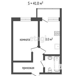 1-к квартира, вторичка, 48м2, 8/24 этаж