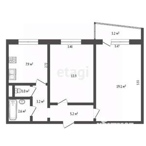 2-к квартира, вторичка, 53м2, 3/11 этаж