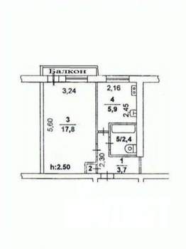 1-к квартира, вторичка, 30м2, 2/9 этаж