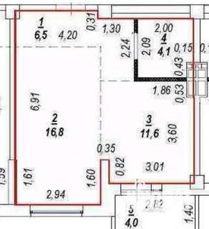 1-к квартира, вторичка, 43м2, 6/24 этаж