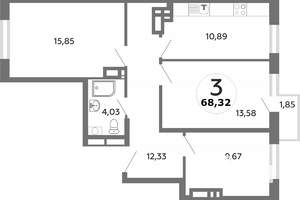 3-к квартира, вторичка, 70м2, 13/25 этаж