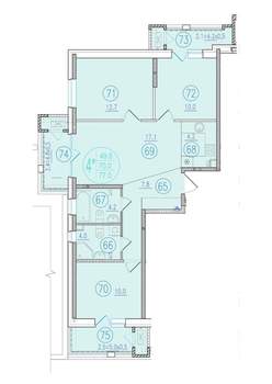 4-к квартира, вторичка, 77м2, 2/23 этаж