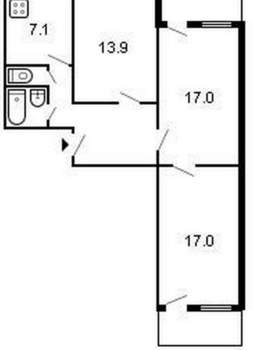 3-к квартира, вторичка, 65м2, 3/9 этаж