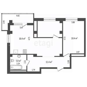 2-к квартира, вторичка, 74м2, 5/19 этаж