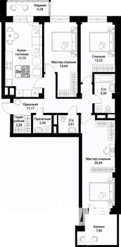 3-к квартира, вторичка, 94м2, 2/10 этаж