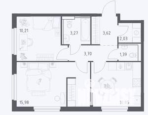 2-к квартира, строящийся дом, 51м2, 3/14 этаж