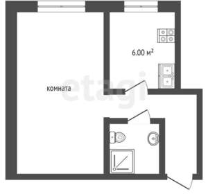 1-к квартира, вторичка, 24м2, 4/5 этаж