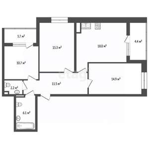 3-к квартира, вторичка, 79м2, 6/20 этаж
