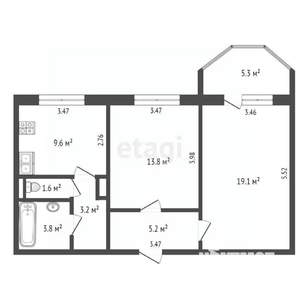2-к квартира, вторичка, 54м2, 3/14 этаж
