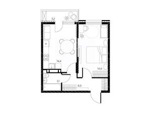 1-к квартира, вторичка, 39м2, 25/25 этаж