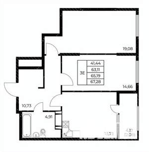 2-к квартира, вторичка, 67м2, 10/25 этаж