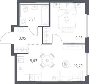 1-к квартира, вторичка, 33м2, 2/17 этаж
