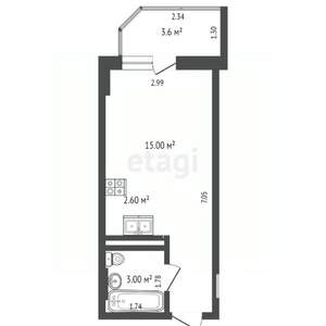 Студия квартира, вторичка, 24м2, 16/24 этаж