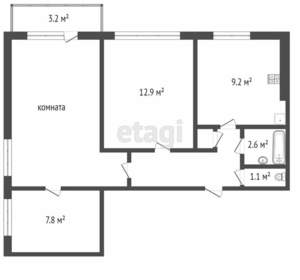 3-к квартира, вторичка, 60м2, 9/9 этаж