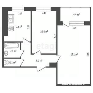 2-к квартира, вторичка, 44м2, 6/9 этаж