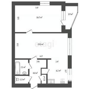 1-к квартира, вторичка, 55м2, 12/14 этаж