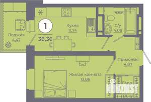 1-к квартира, вторичка, 38м2, 18/24 этаж