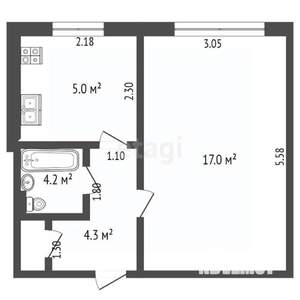 1-к квартира, вторичка, 29м2, 1/9 этаж