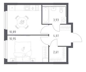 1-к квартира, вторичка, 33м2, 6/17 этаж