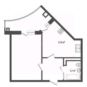 1-к квартира, вторичка, 45м2, 19/22 этаж