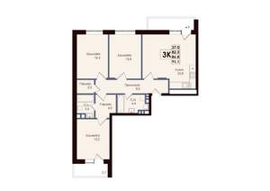 3-к квартира, вторичка, 87м2, 8/25 этаж