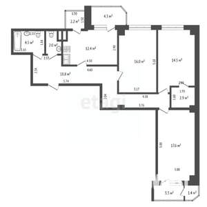 3-к квартира, вторичка, 94м2, 15/19 этаж
