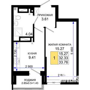 1-к квартира, вторичка, 34м2, 2/25 этаж