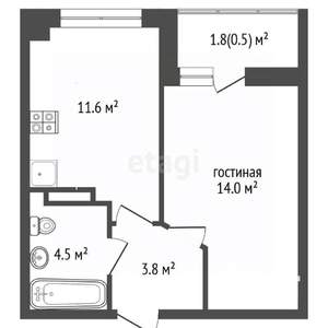 1-к квартира, вторичка, 36м2, 8/16 этаж
