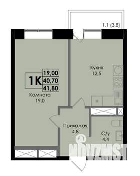 1-к квартира, вторичка, 42м2, 5/22 этаж