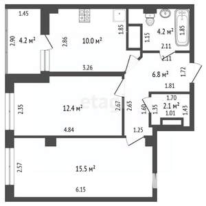 2-к квартира, вторичка, 56м2, 8/25 этаж