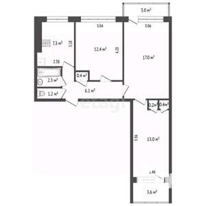 3-к квартира, вторичка, 60м2, 9/9 этаж