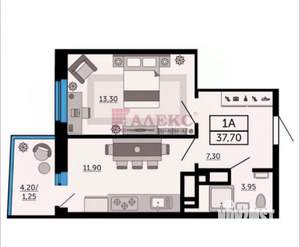 1-к квартира, вторичка, 37м2, 8/20 этаж