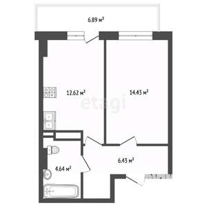 1-к квартира, вторичка, 40м2, 2/24 этаж