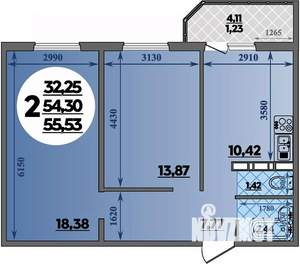 2-к квартира, вторичка, 56м2, 11/17 этаж