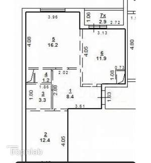 2-к квартира, вторичка, 53м2, 9/16 этаж