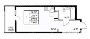 Студия квартира, строящийся дом, 30м2, 5/25 этаж
