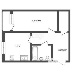 1-к квартира, вторичка, 30м2, 1/5 этаж