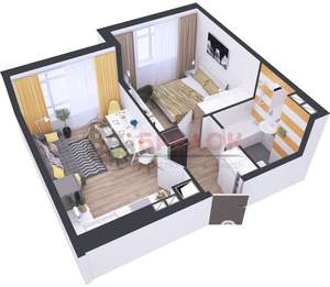 2-к квартира, сданный дом, 50м2, 19/24 этаж