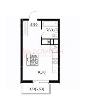 Студия квартира, вторичка, 27м2, 10/25 этаж