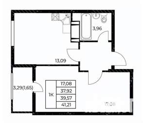 1-к квартира, вторичка, 41м2, 16/25 этаж