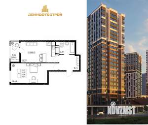 1-к квартира, вторичка, 46м2, 10/25 этаж