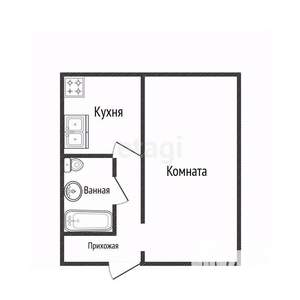 1-к квартира, вторичка, 34м2, 2/5 этаж