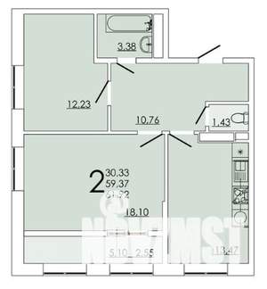 2-к квартира, строящийся дом, 62м2, 4/24 этаж