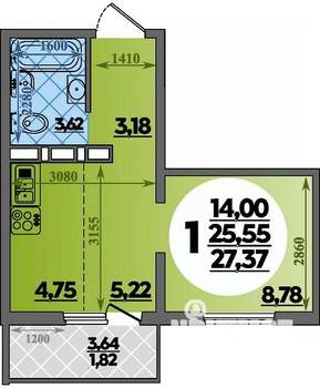 Студия квартира, вторичка, 27м2, 17/17 этаж
