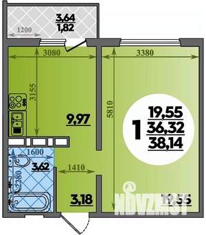 1-к квартира, вторичка, 38м2, 6/17 этаж