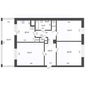 3-к квартира, вторичка, 87м2, 1/4 этаж